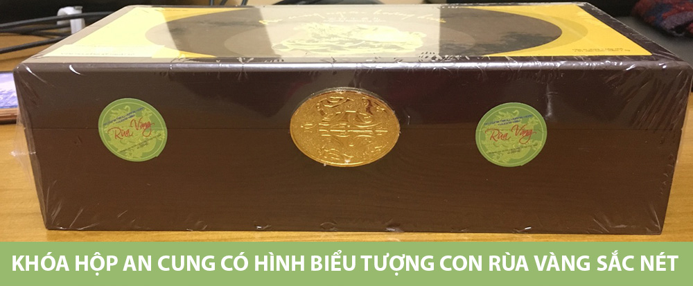Khóa hộp An cung Rùa vàng có hình biểu tượng con Rùa vàng sắc nét